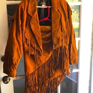 Vintage outerwear by Phoenix made in the USA 2 piece, jacket and skirt suede set